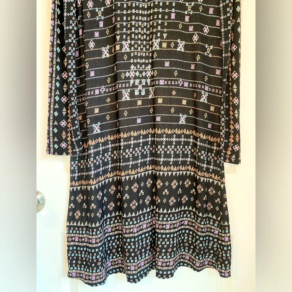BCBGMaxAzria Jeanna Long Sleeve Dress Blackberry Combo Size M